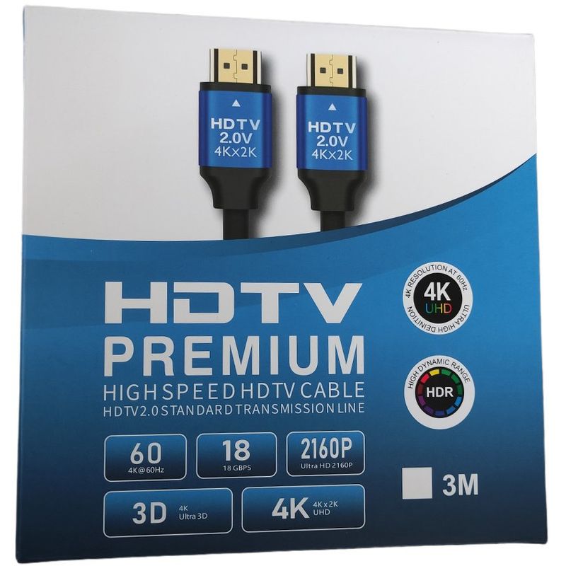 Cable HDMI 2.0 4K Ultra HD Alta Velocidad 3D 2 Metros 2160p PVC