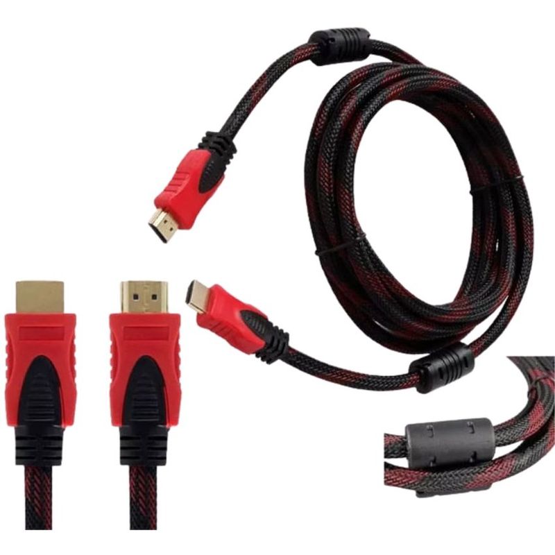 Cable HDMI con Filtro 15 Metros HD 3D V1.4 Enmallado Negro con Rojo