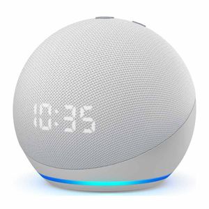 Altavoz inteligente Amazon Echo Dot 4ta generación con reloj, control de voz con Alexa, blanco