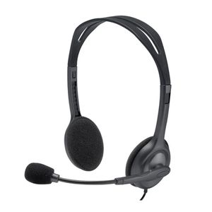 Audífonos Logitech H111 con micrófono, conexión 3.5 mm, sonido estéreo, cable 2.35 metros, negro