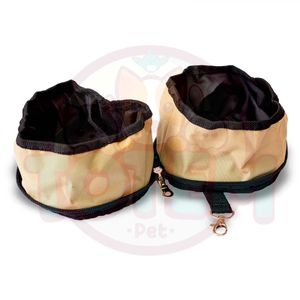 Comedero Portátil Doble Modelo Básico Color Crema