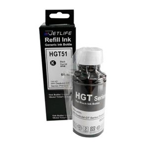 Botella de tinta Jetlife negro compatible con Hp GT51 90 ml