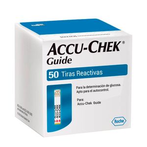 Tiras reactivas para glucosa Accu-Chek Guide x50 unidades. Compatibles con glucómetros Accu-Check Guide.
