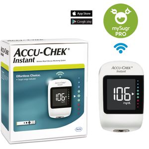 Glucómetro Accu-Check Instant, Resultado en 4 segundos, Transferencia de resultados al celular vía app mySugr. Simple y fácil de usar.