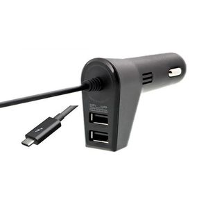 Klip Xtreme Cargador USB doble automóvil con cable integrado USB Tipo-C - KMA-111