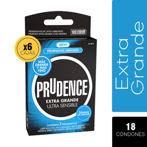 Prudence Box  X6  - Condones Extra Grande Ultra sensible 18 unidades