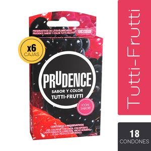 Prudence Box X6 - Condones Tutti Fruti X18 unidades