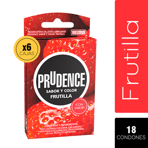 Prudence Box X6 - Condones Frutilla 18 unidades
