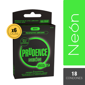 Prudence Box X6 - Condones Neón 18 unidades