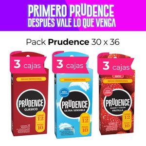 Prudence Box X3 - Condones Frutilla X36 unidades