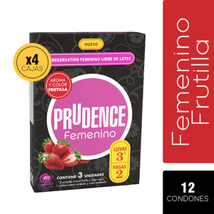 Prudence Box - Condones Femeninos Frutilla X4 unidades