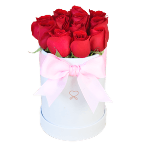 Mini Box con Rosas Rojas en Envase Blanco