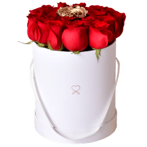 Luxury Box con Rosas Rojas en Envase Blanco