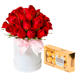 Pack Romántico con Rosas Rojas en Envase Blanco