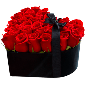 Caja Corazón Full Rosas Rojas en Envase Negro