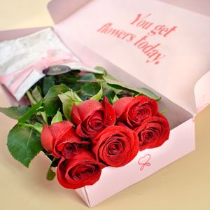 Caja con 6 Rosas Rojas