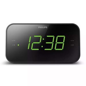 Radio reloj despertador Philips TAR3306 FM, alarma dual, temporizador, batería de reserva, negro