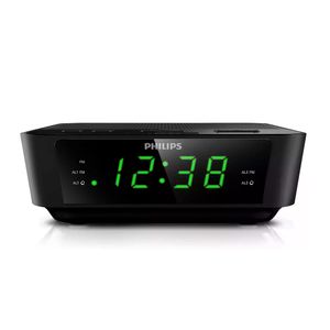 Radio reloj despertador Philips AJ3116M FM, alarma dual, batería de reserva, snooze, negro