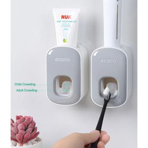 Dispensador de pasta dental a presion con adhesivo modelo desmontable ecoco gris