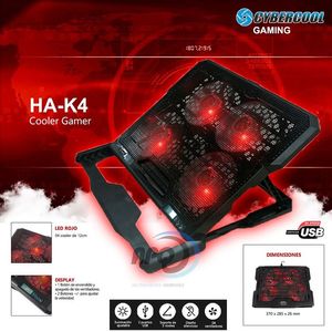 Cooler Para Laptop Notebook HA-K4Con 4 Ventiladores