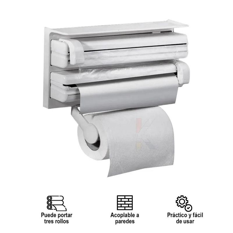 Dispensador para Papel Toalla - Papel Aluminio y Film - Gris
