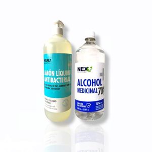 JABÃ“N LÃQUIDO ANTIBACTERIAL - MYCRO BRUSH 2 EN 1 + ALCOHOL DE 70Âº NEX