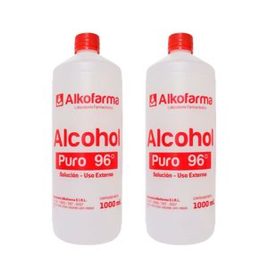 Pack 2 Alcohol Puro 96° Alkofarma Uso Externo 1LT