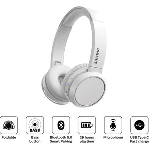 Audifonos Bluetooth Philips On Ear TAH4205WT Blanco 29 Hrs