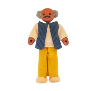 Personaje para casita de muñecas Voila Abuelo Afroamericano con chaleco azul