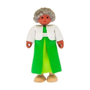 Personaje para casita de muñecas Voila Abuela Afroamericana con vestido verde