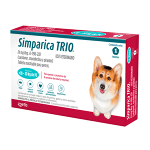 Simparica Trio Antipulgas para Perros 24 mg X 1 Tab 10 - 20 Kg