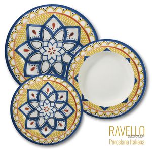 Set Platos Porcelana italiana decoración Ravello 18 Pzs