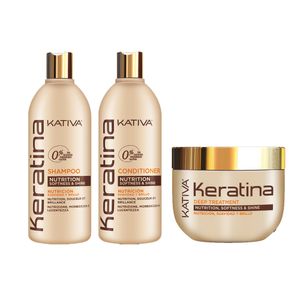 Set Kativa keratina 500 ml Shampoo + Acondicionador + Tratamiento