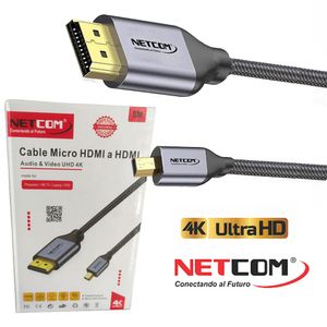 Cable Micro Hdmi a Hdmi 5 Metros NETCOM 2.0 4K 60 Hz ULTRA HD eARC