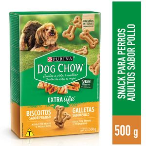 Snack para perro Dog Chow Adulto minis y pequeños sabor pollo en caja de 500gr
