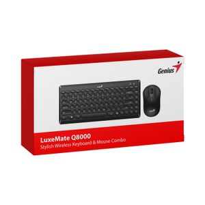 Teclado Genius+Mouse Wireless Luxemate Q8000 Tkl Usb Multimedia Black