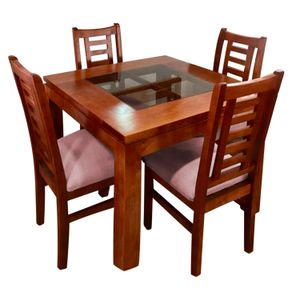 JUEGO DE COMEDOR HOME PREMIUM MERIDA 4 SILLAS ROSA