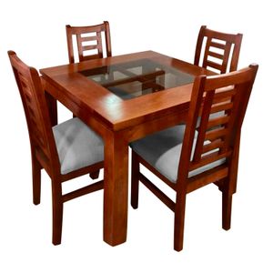JUEGO DE COMEDOR HOME PREMIUM MERIDA 4 SILLAS PLATA