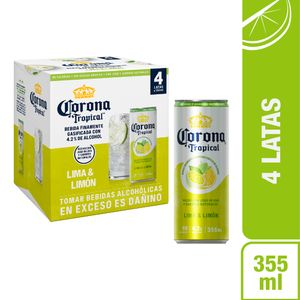 corona tropical lima limon - 4pack lata 355ml