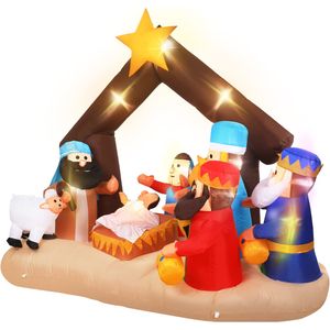 Decoración inflable de Navidad de 6.5 pies, Jesús explota larga escena inflable de Navidad