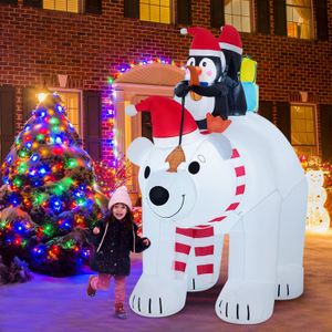 MAOYUE Inflables de Navidad, decoraciones de Navidad al aire libre, oso polar inflable con pingüinos