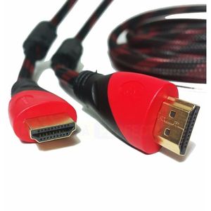 Cable HDMI  Con Filtro 5 Metros  HD 3D V1.4 Enmallado Negro Con Rojo