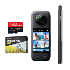 Cámara Insta360 X3 + Selfie Stick Ulanzi 120 CM + Memoria 64GB + Kit Motociclista