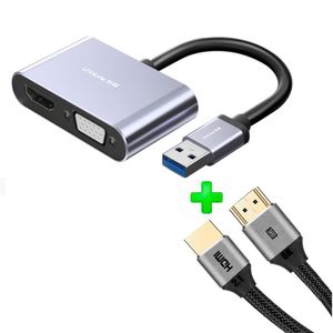 Pack Adaptador USB 3.0 a HDMI, VGA + Cable HDMI 2.1