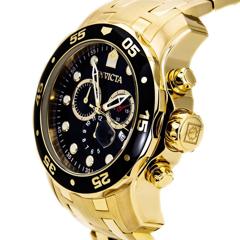 Reloj Invicta Pro Diver 0072 Fecha Cronometro Acero Dorado Negro