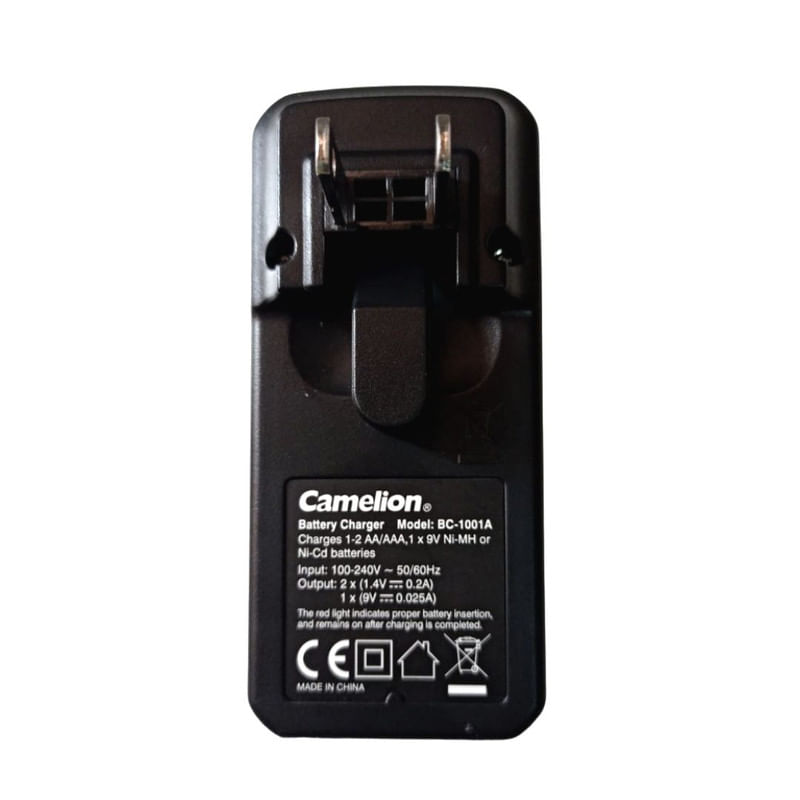 CARGADOR DE BATERIAS X2 PILAS AAA, AA Y 9V CAMELION BC-1001A