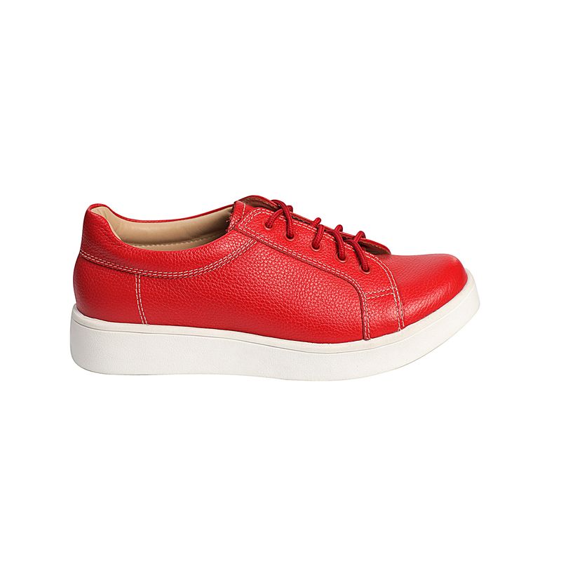 Zapatilla de Cuero para Mujer Estodas Sneaker 2C Rojo Minifloater ...