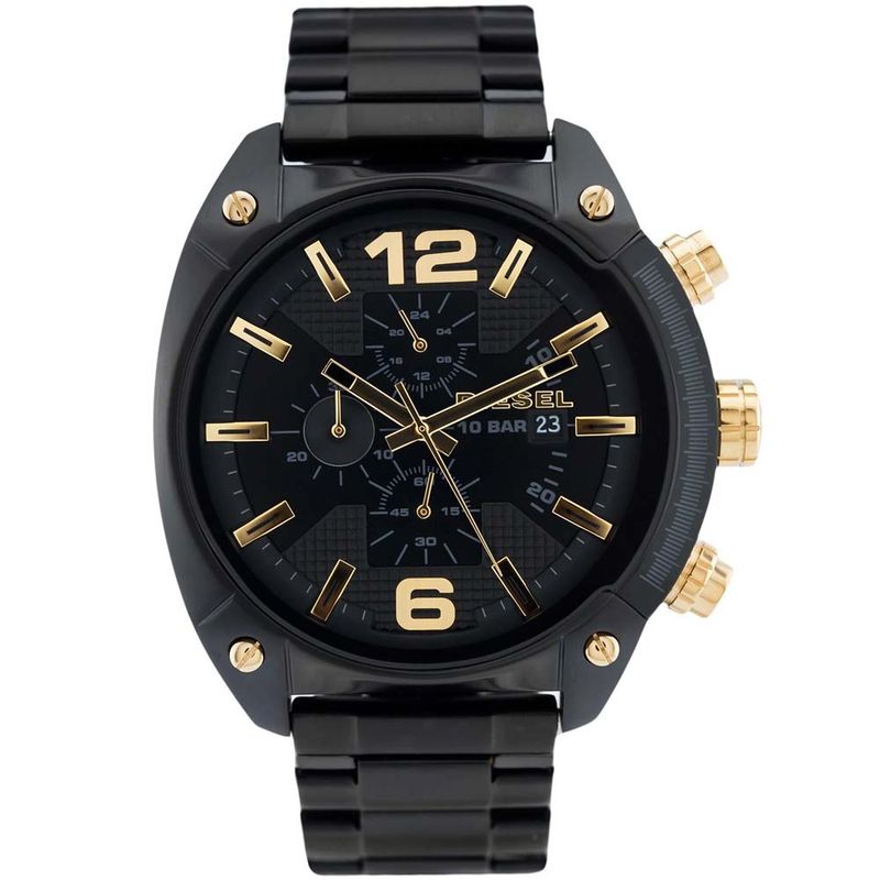 Reloj diesel negro online con dorado