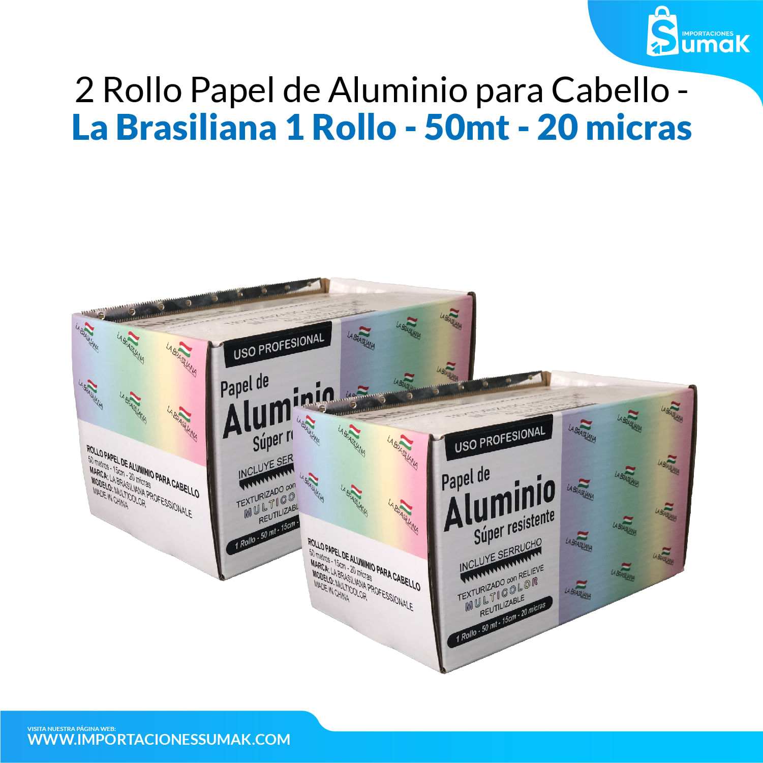 ⭐ Rollo De Papel Aluminio Para Mechas con dispensador 12cm x 70 Mts (Plata)  - KAVAK Cosmetics