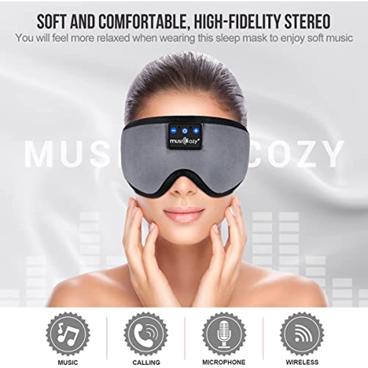 Auriculares para dormir, diadema Bluetooth, diadema para dormir, diadema  inalámbrica de 10 horas, máscara de ojos con música y audífonos cómodos  para